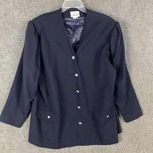Vintage Brownstone Woman Blazer Jacket Size 24W Navy Blue ILGWU‎